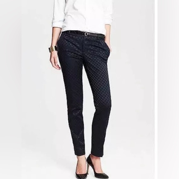 Banana Republic navy blue Hampton Pants size 10, EUC, elegant, dressy, checkered - Picture 1 of 10